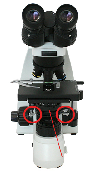 Microscope Condenser Centering Screws and Diaphragm Adjustment